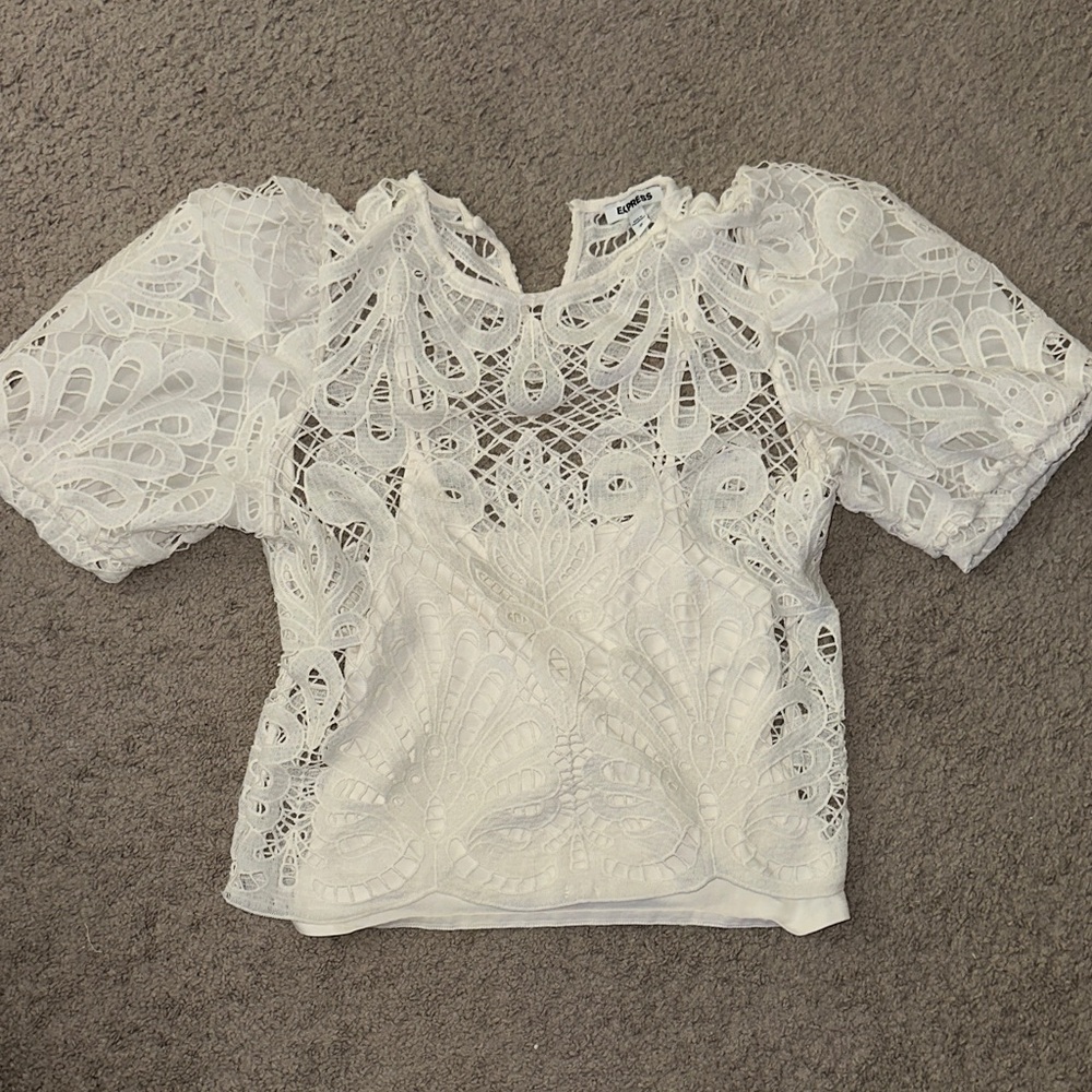 Express White Lace Top with Tank Top